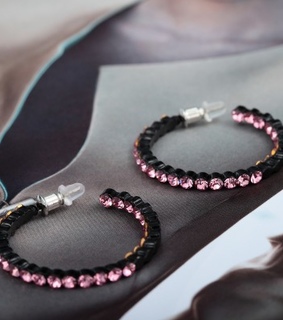 black hoop earrings, clear crystal hoop earrings and crystal hoop earrings