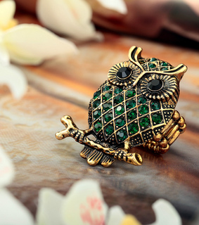 animal, crystal owl ring and fashion