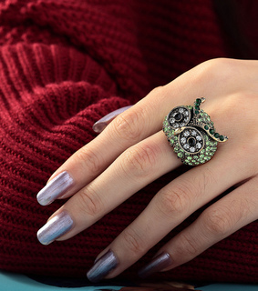 animal, crystal owl ring and fashion