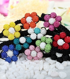 adjustable cord bracelet, beaded flower bracelet and beads braided bracelet