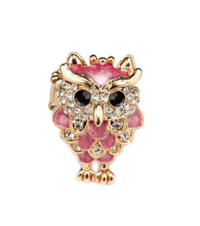 cocktail owl ring, enamel owl ring and gold owl ring