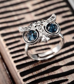 adjustable owl ring, beautiful and crystal owl jewelry