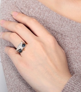 18k gold owl ring, adjustable owl ring and beautiful