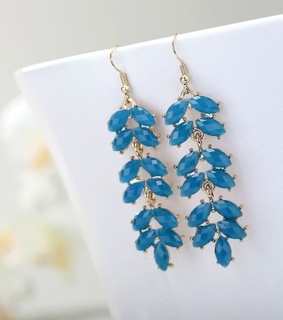 cluster leaf earrings, dangling leaves earrings and gold leaf earrings