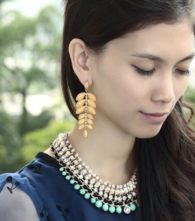 cluster leaves earrings, dangle leaf earrings and gold leaves earrings