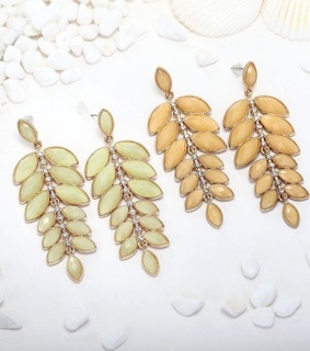 cluster leaves earrings, dangle leaf earrings and gold leaves earrings