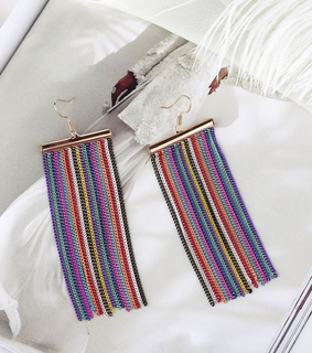 chain earrings, chain fringe earrings and chain linear earrings