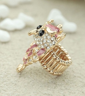 animal jewelry, cocktail owl ring and enamel owl ring