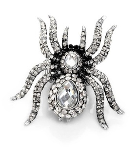 cocktail spider rings, crystal spider rings and large spider rings