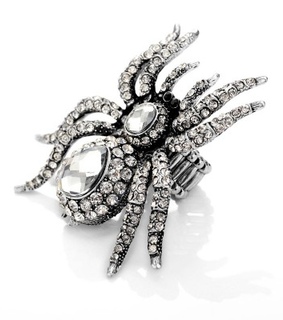 cocktail spider rings, crystal spider rings and large spider rings