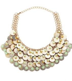 bib necklaces, chunky bib necklaces and disc necklaces