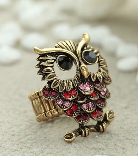 antique gold owl rings, gold owl rings and owl statement rings