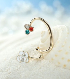 crystal rose ear wrap, cuff earrings and ear wraps