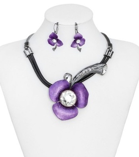 crystal flower necklace, crystal flower necklace blue and crystal flower necklace set