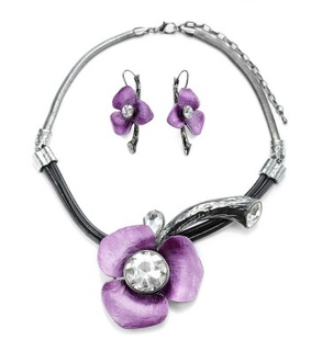 crystal flower necklace, crystal flower necklace blue and crystal flower necklace set