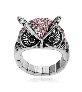 antique owl ring, cocktail owl ring and crystal owl ring