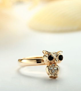 gold owl, gold owl ring and owl adjustable ring