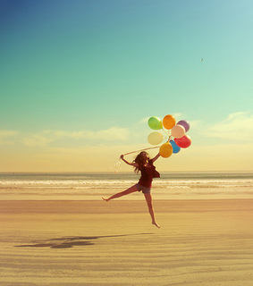 balloons, beach and jump