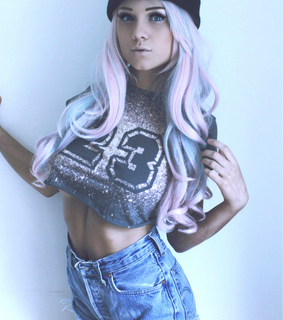 abs, blue hair and bod