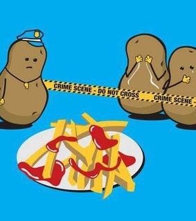 art, chips and crime scene