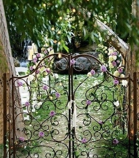 flowers, garden and gate