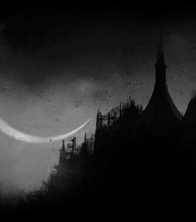 black and white, castle and dark
