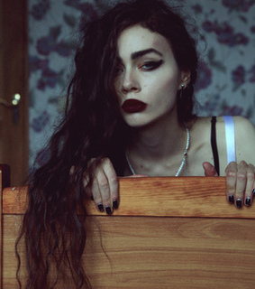 blue eyes, cool and dark lips