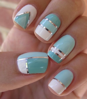 blue, cute and nail art