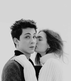 black and white, couple and eyes