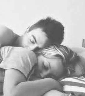 bed, couple and cuddle