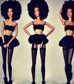 afro, all black and barbie