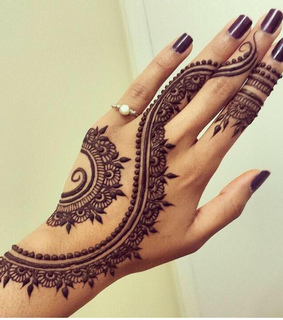 black, hand tattoo and henna