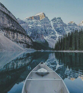 boat, lake and mountain