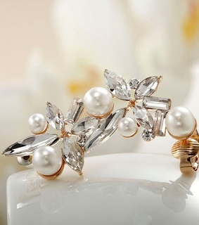 flower ear cuff, cartilage ear cuff and crystal pearl ear cuff