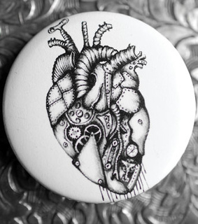 anatomical heart, art and badge
