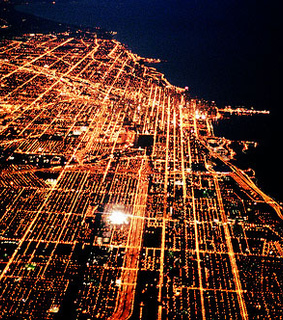 chicago, city and lights