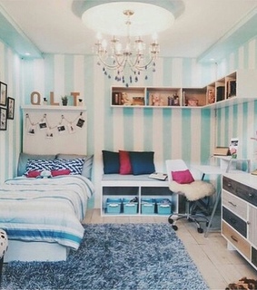 bedroom, black and blue