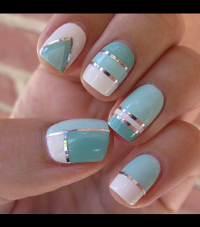 blue, nails and silver