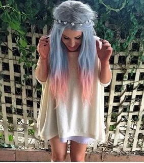 blue hair, crazy and crown