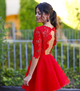 prom gown, red dress and red prom dress