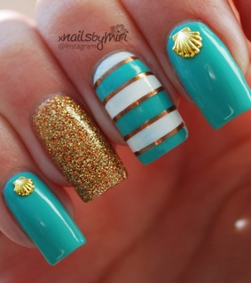 blue, nailart and nailpolish