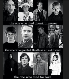 castiel, dean winchester and deathly hallows