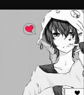 anime boy, black and white and cute
