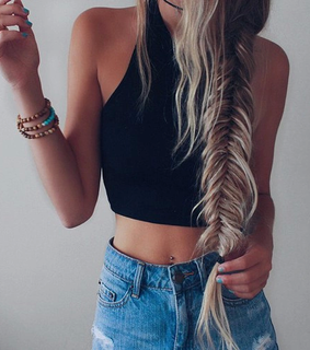 aesthetic, balayage and cropped top