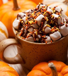 autumn, cappuccino and coffee