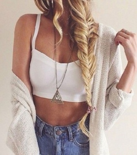 cardigan, crop and fishtail