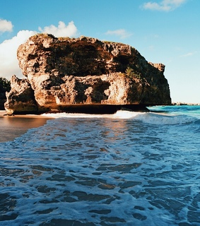 beach, cliff and ocean