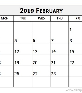 february, 2019 and February Calendar