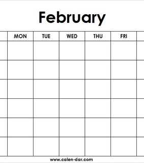 february, Blank Calendar and Month of February