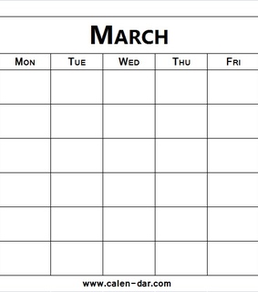 march, Blank Calendar and March Calendar Template